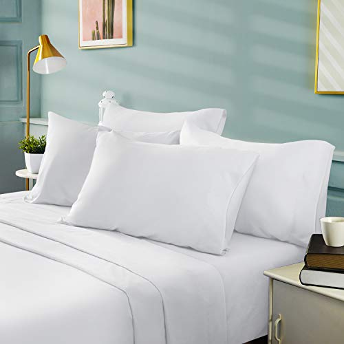 BYSURE Hotel Luxury Bed Sheets Set 6 Piece(Queen, White) - Super Soft 1800 Thread Count 100% Microfiber Sheets with Deep Pockets, Wrinkle & Fade Resistant - Image 2