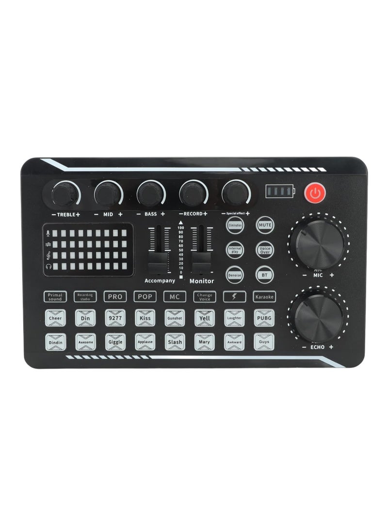 إلترازون Bluetooth Mini Sound Mixer Board with Voice Changer & Noise Reduction – Live Sound Card Audio Interface for Streaming, Podcasting, Gaming, Singing & Recording – Portable Mixer for PC, Laptop, Smartphone - Image 1