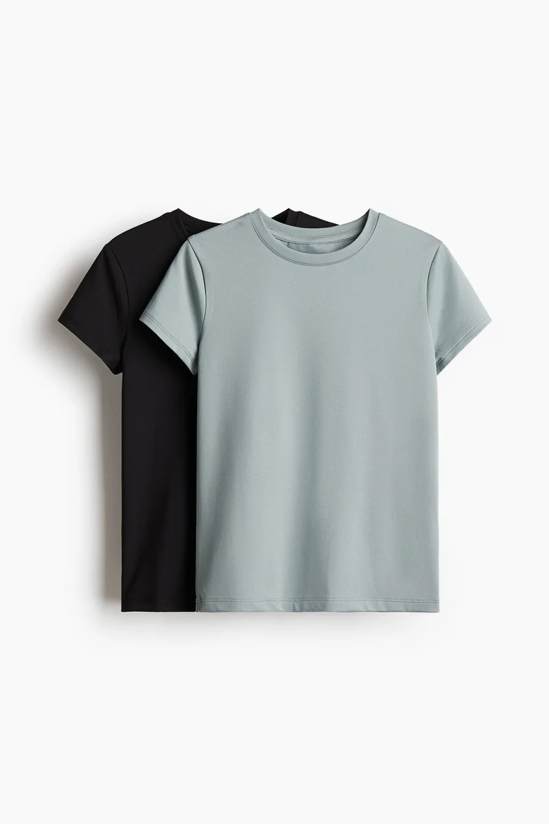 اتش اند ام بلوزة رياضية من نسيج دراي موف - عبوة من 2