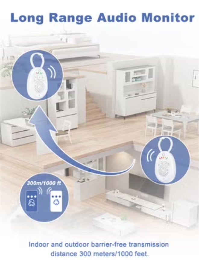 MARHABABY Baby Audio Monitor, Digital Audio Baby Monitor, Wireless Rechargeable Baby Care Monitor, Two-Way Audio and Lullaby, Long Range DECT Digital Technology 12 Hours Battery Life, White - Image 2