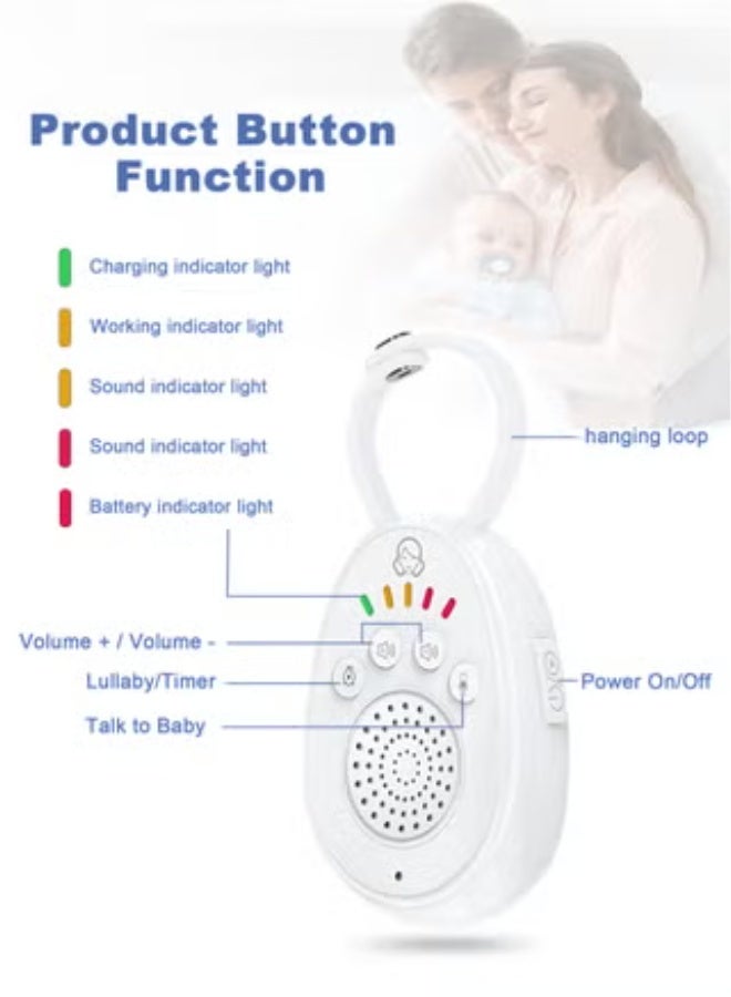 MARHABABY Baby Audio Monitor, Digital Audio Baby Monitor, Wireless Rechargeable Baby Care Monitor, Two-Way Audio and Lullaby, Long Range DECT Digital Technology 12 Hours Battery Life, White - Image 3