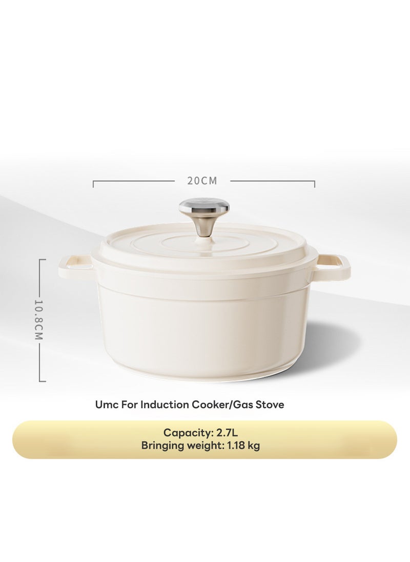 Sharpdo - 20*20*10.8None Home Ceramic Non -Stick Pot Stew Soup Soup, Induction Cooker/Gas Stove Universal (2.7L/20CM) White - Image 1