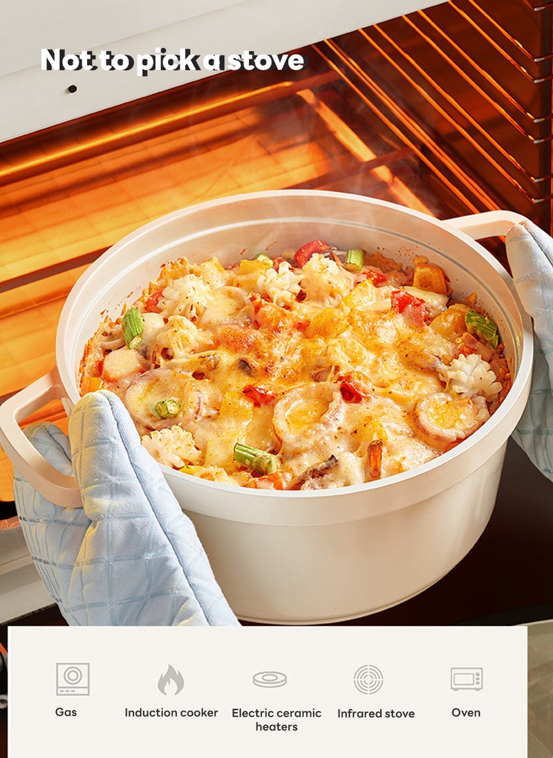 Sharpdo - 20*20*10.8None Home Ceramic Non -Stick Pot Stew Soup Soup, Induction Cooker/Gas Stove Universal (2.7L/20CM) White - Image 1