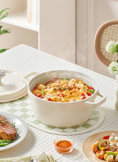 Sharpdo 20*20*10.8None Home Ceramic Non -Stick Pot Stew Soup Soup, Induction Cooker/Gas Stove Universal (2.7L/20CM) White  - Image 2