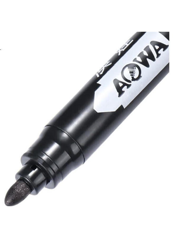 Aowa Marker Pens, 50-Pack, Oil-Based Thick Tip, Black, Large Capacity, Quick-Drying, Waterproof, Non-Fading, Thick Tip Signing Pens, Express Delivery Logistics Special, Highlighting, Advertising Poster Signing Pens - Image 1