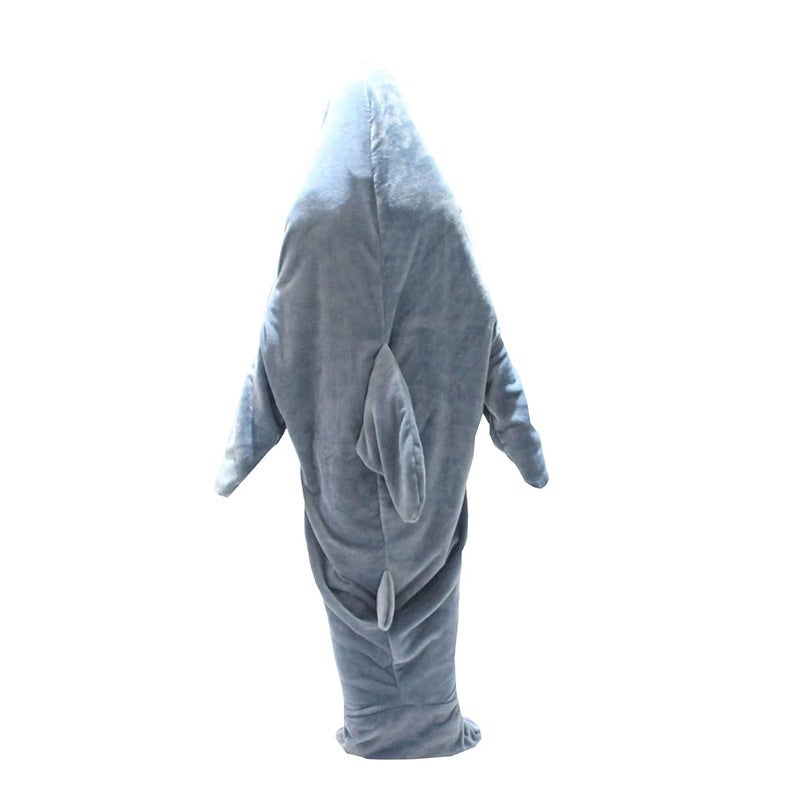 Cartoon Sand Sculpture Shark Sleeping Bag Conjoined Pajamas Flannel Shark Home Clothes Conjoined Shark Summer Moderate Sleeping Bag - Image 5