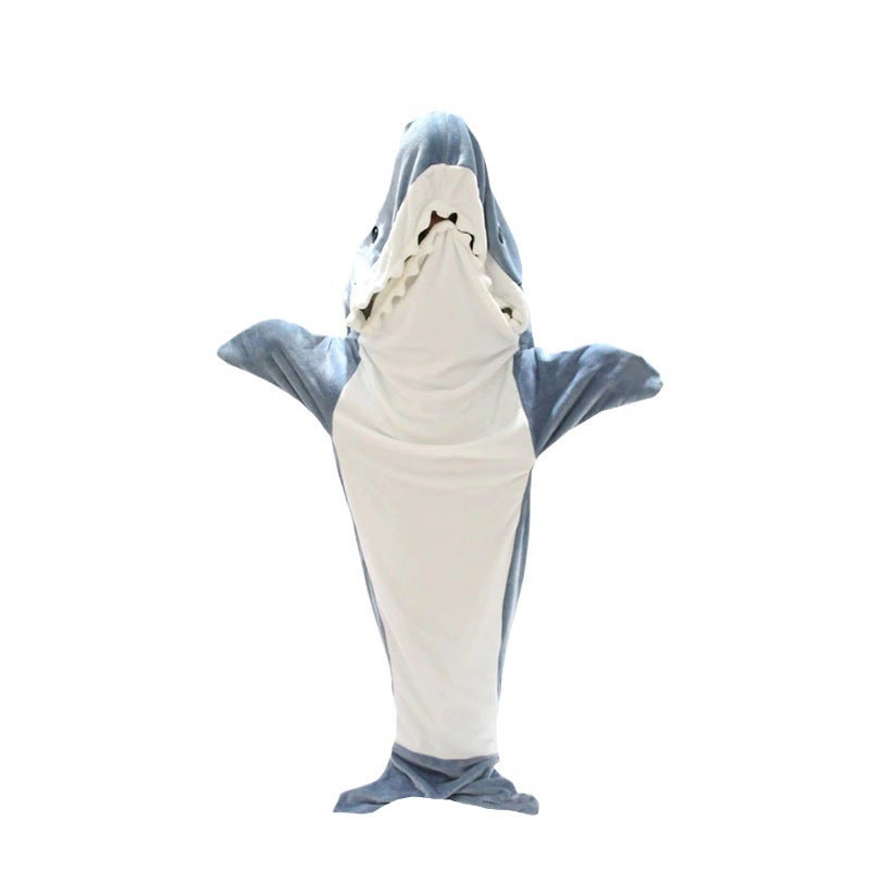 Cartoon Sand Sculpture Shark Sleeping Bag Conjoined Pajamas Flannel Shark Home Clothes Conjoined Shark Summer Moderate Sleeping Bag - Image 1