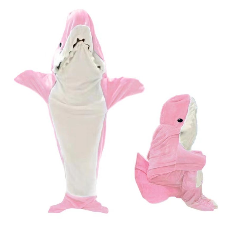 Cartoon Sand Sculpture Shark Sleeping Bag Conjoined Pajamas Flannel Shark Home Clothes Conjoined Shark Summer Moderate Sleeping Bag - Image 4