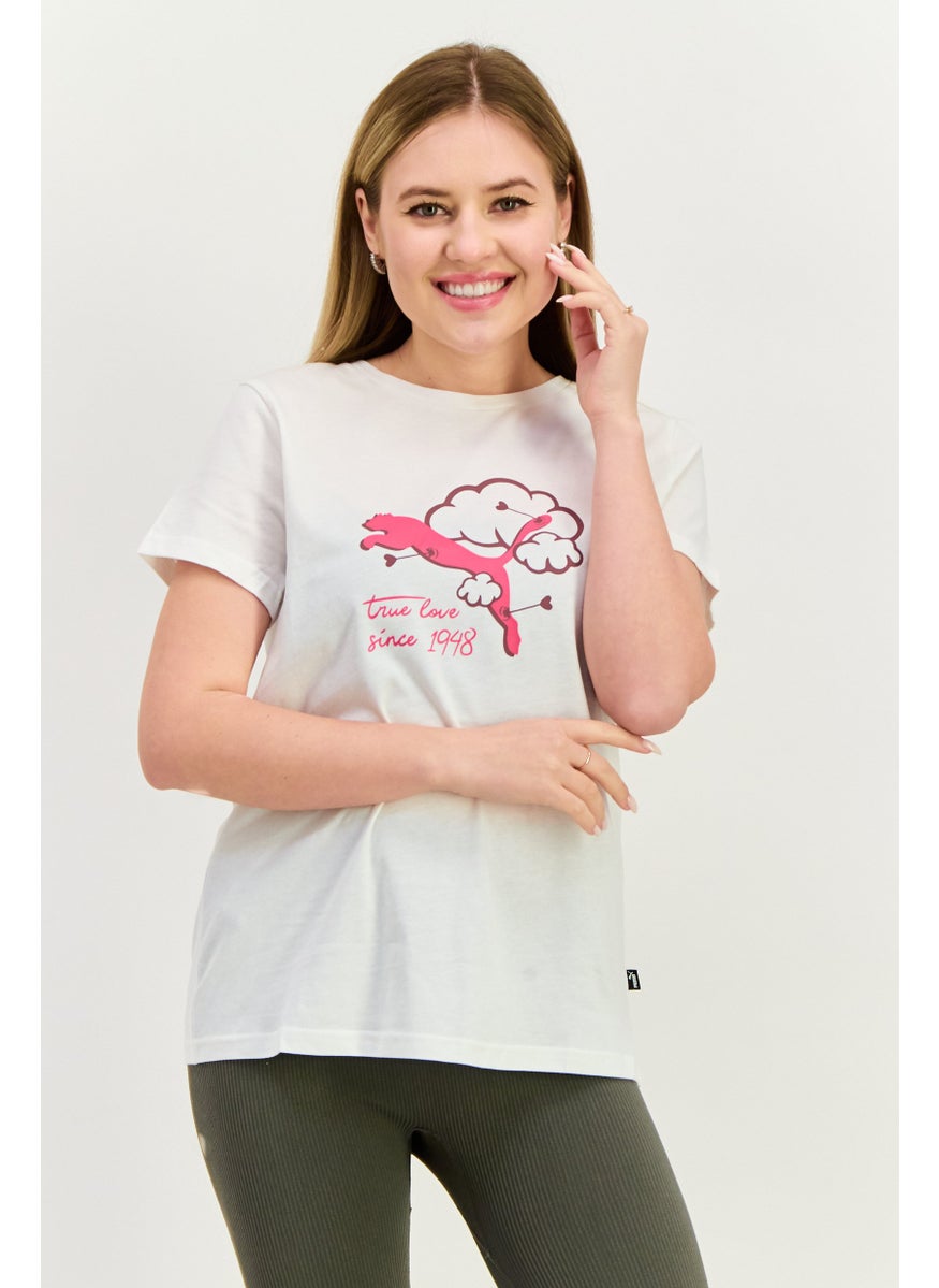 PUMA Women Sportswear Fit Short Sleeve Training T-Shirts, White  - Image 1