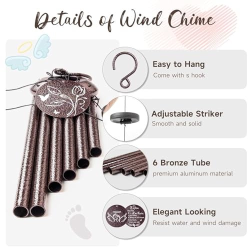 Synhonty Miscarriage Gifts for Mothers, 25'' Loss of baby Sympathy Wind Chimes,infant loss memorial gifts,Bereavement,Condolence,Remembrance Gift,Miscarriage Keepsake for Mom,Windchimes in Memory of angel baby - Image 5