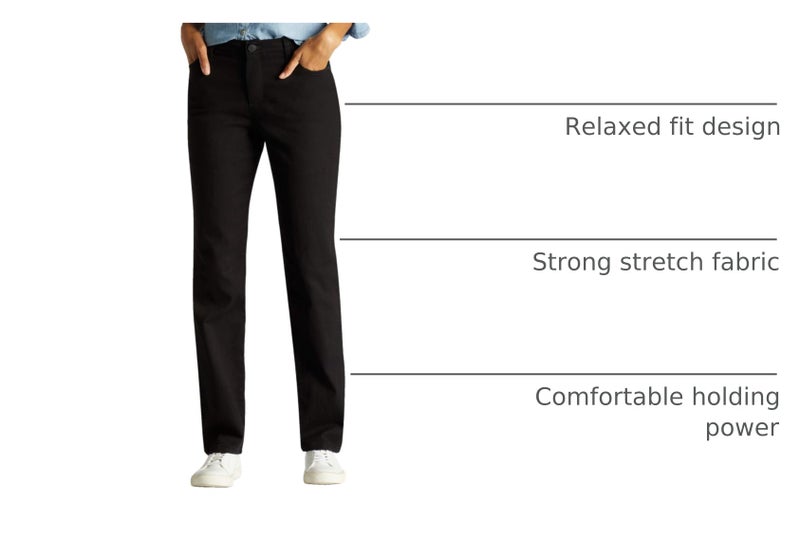 Lee Women's Instantly Slims Classic Relaxed Fit Monroe Straight Leg Jean, Black, 18 Short - Image 2