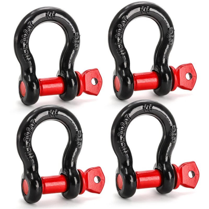 Bekith 4 Pack 58 D Ring Shackle 325 Ton 7165 Lbs Capacity with 34 Pin Heavy Duty Shackles for Tow Strap Winch OffRoad Truck Vehicle Recovery