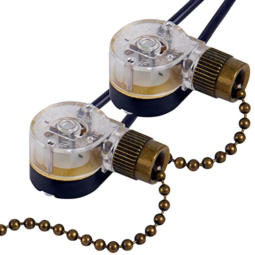 DAYONE Pull Chain Switch Zing Ear ZE-109 Ceiling Fan Switch Ceiling Fan Light Lamp Replacement 2 Pack Bronze - Image 1