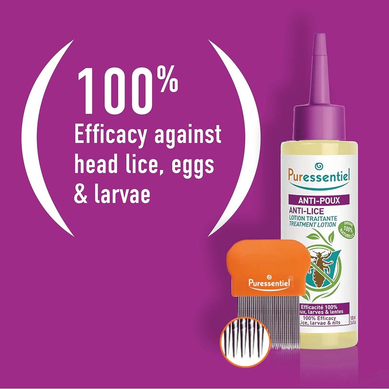Puressentiel Head Lice Treatment Lotion Head Lice Comb Kills 100 Head Lice in Just 10 minutes 100 Natural Formula Easy To Apply Lotion 100ml For kids Adults Cruelty Free - Image 4