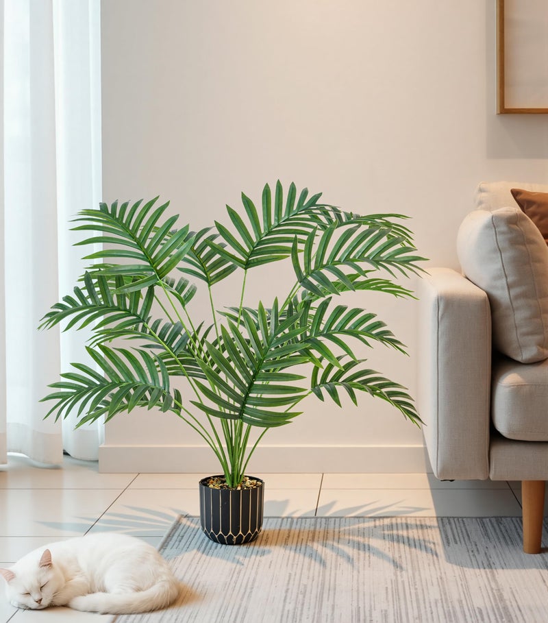 florisso 28" Artificial Areca Palm Plant Tall Fake Faux Plants Indoor Outdoor Tree for Living Room Home House Decoration - Image 2