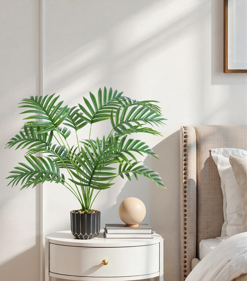 florisso 28" Artificial Areca Palm Plant Tall Fake Faux Plants Indoor Outdoor Tree for Living Room Home House Decoration - Image 3