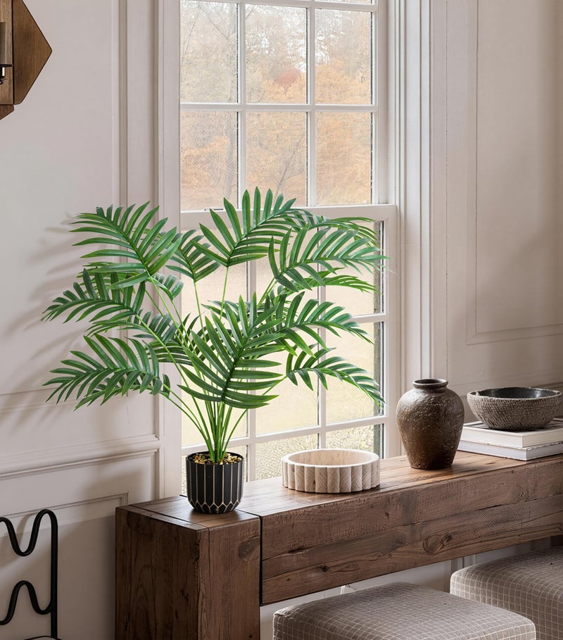 florisso 28" Artificial Areca Palm Plant Tall Fake Faux Plants Indoor Outdoor Tree for Living Room Home House Decoration - Image 5