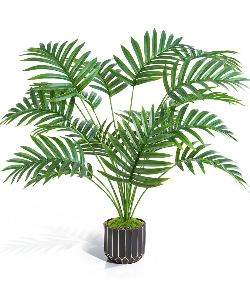 florisso 28" Artificial Areca Palm Plant Tall Fake Faux Plants Indoor Outdoor Tree for Living Room Home House Decoration - Image 1