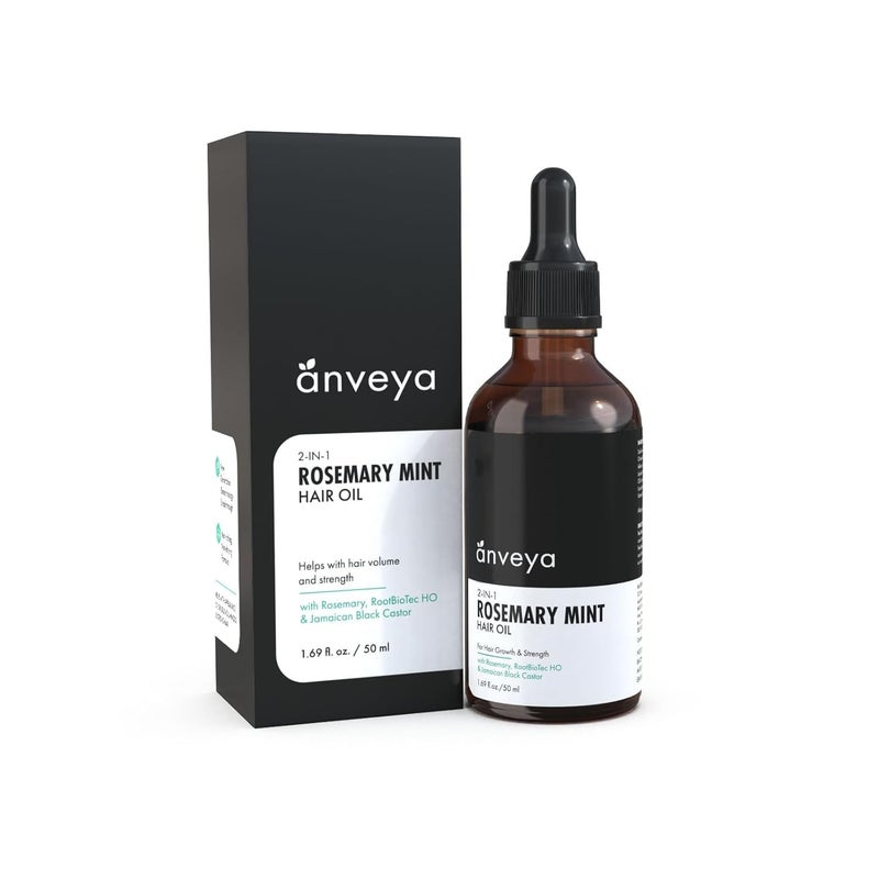 THRIVECO Anveya Rosemary Mint Hair Oil | Hair Oils for Hair Growth & Dandruff Control | Rosemary Oil for Hair Growth & Hair Care | Smoothens Dry Scalp, Reduces Hair Fall & Split Ends | for Men & Women | 50ml - Image 1