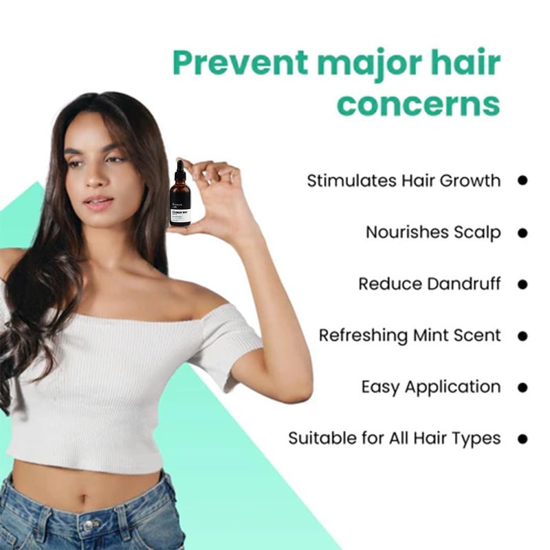 THRIVECO Anveya Rosemary Mint Hair Oil | Hair Oils for Hair Growth & Dandruff Control | Rosemary Oil for Hair Growth & Hair Care | Smoothens Dry Scalp, Reduces Hair Fall & Split Ends | for Men & Women | 50ml - Image 3