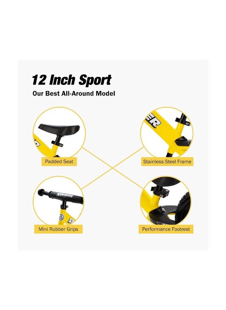 STRIDER - Strider 12” Sport Bike - No Pedal Balance Bicycle for Kids 18 Months to 5 Years - Includes Safety Pad, Padded Seat, Mini Grips & Flat-Free Tires - Tool-Free Assembly & Adjustments - Image 1