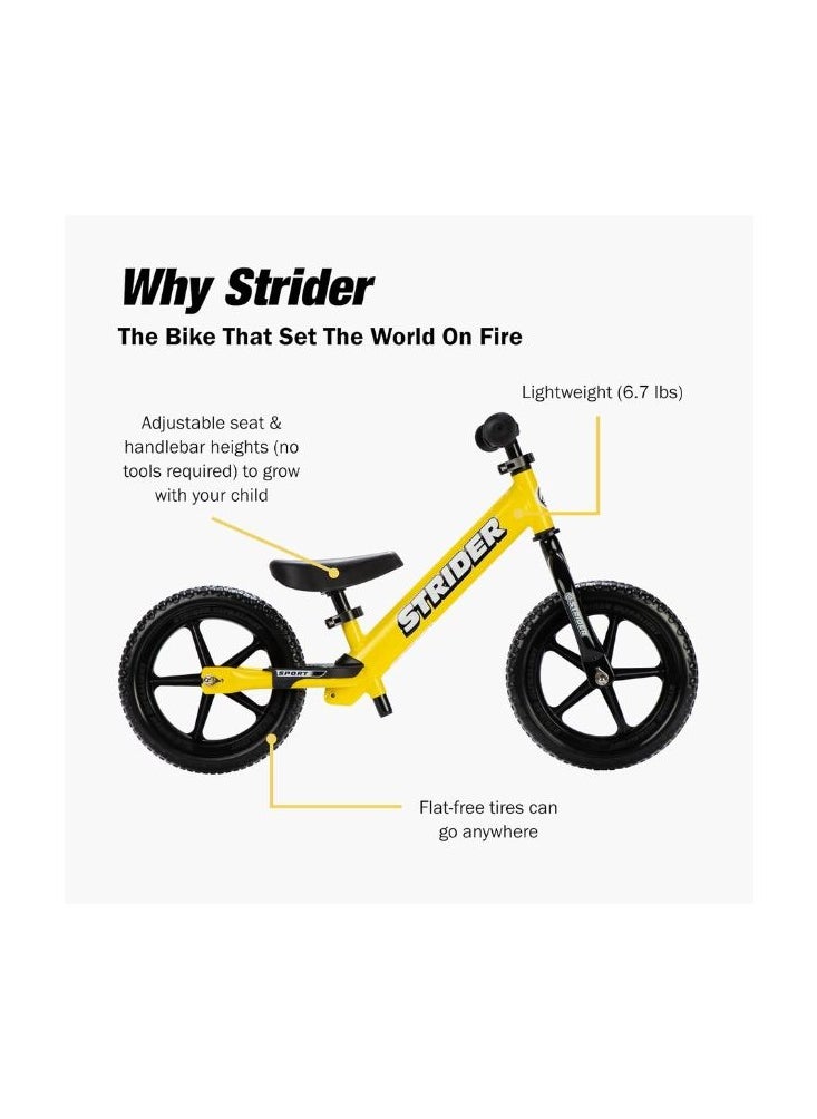 Strider 12” Sport Bike - No Pedal Balance Bicycle for Kids 18 Months to 5 Years - Includes Safety Pad, Padded Seat, Mini Grips & Flat-Free Tires - Tool-Free Assembly & Adjustments - pzsku/Z5C4A125A7E693EADF661Z/45/_/1726568044/c2a4a1ec-cfda-4ec3-93db-e0058cb83a8b