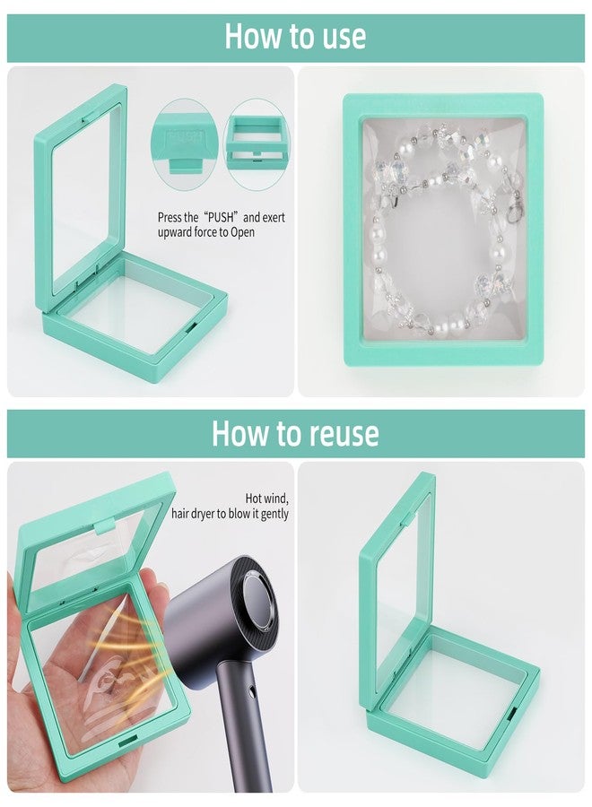 ARPOVIST 20 Pcs Floating Frame Case with Stands, 3.5X 3.5 x 0.8 inch, Challenge Coin Display,Transparent PE Jewelry Storage Box, Floating Display Holder Stands for Antique Challenge Coins colourA - Image 4