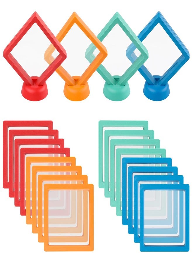 ARPOVIST 20 Pcs Floating Frame Case with Stands, 3.5X 3.5 x 0.8 inch, Challenge Coin Display,Transparent PE Jewelry Storage Box, Floating Display Holder Stands for Antique Challenge Coins colourA - Image 1