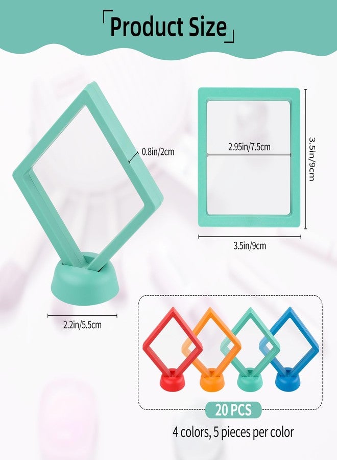 ARPOVIST 20 Pcs Floating Frame Case with Stands, 3.5X 3.5 x 0.8 inch, Challenge Coin Display,Transparent PE Jewelry Storage Box, Floating Display Holder Stands for Antique Challenge Coins colourA - Image 2