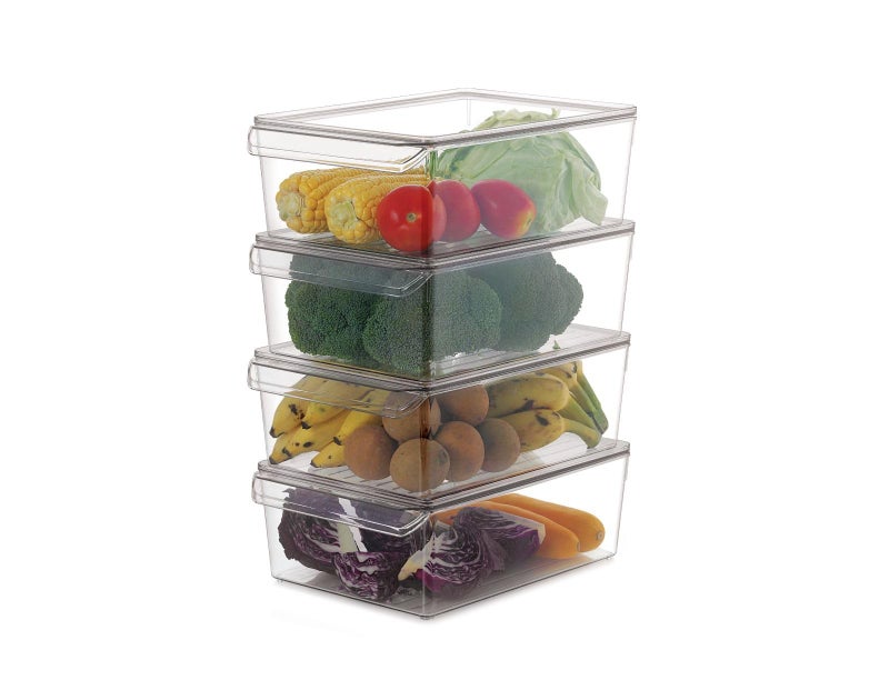 INKULTURE Clear Acrylic Pantry Organizer Bin With Handle And Lid For Food Storage, Refrigerator, Fridge, Cabinet, Kitchen, Countertops Etc Rectangular| Pack of 02 - Image 5