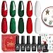 beetles Gel Polish Set  Eif Collection Sparkle Red Green Glitter Gel Polish Kit Soak Off UV LED Gel Nail Kit with Nail Strengthener Gel Sticker Gift for Women - Image 2