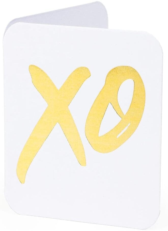 Ym Sketch YM Sketch Round Edge Square 6.5 x6.5 cm Greeting Card Blank - XO - Luxury Gold Foil Emboss on White 
