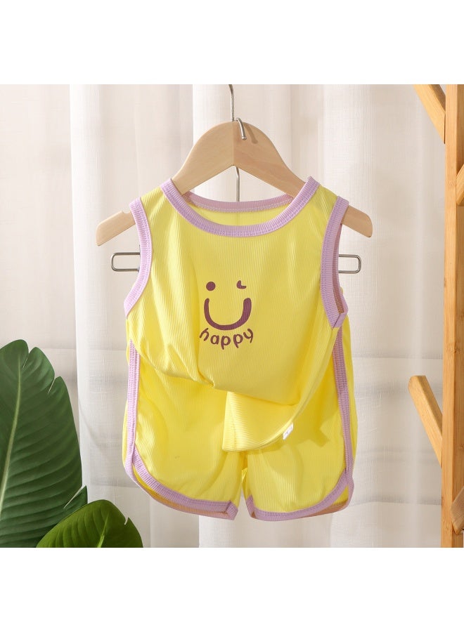Summer Children's Vest Set Baby Vest Ice Silk Shorts Sports Clothes Summer Sleeveless Children's Clothing For Boys And Girls