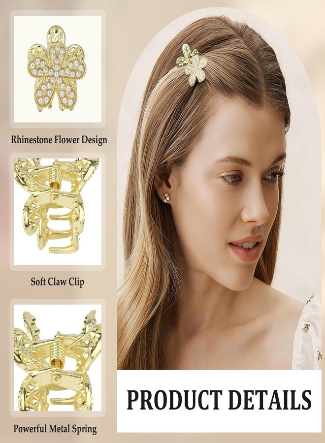 ANBALA 12Pcs Small Flower Hair Clips, Cute Pearl Hair Clips for Women Girls, Fancy Artificial Pearl Mini Claw Clip for Bride Wedding Daily - Image 3