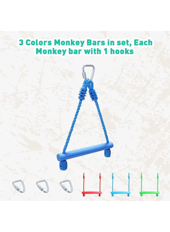 Trapeze swing bars, 3-Pack Kids - Trapeze Swing Bars for Ninja Obstacle Course Attachments -  Blue, Red  Green Color - Image 2