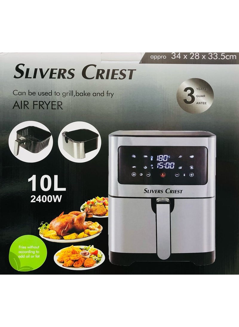 SILVER CREST Multifunct Electric Deep Fryers Without Oil Hot Air Fryer Oil-Free Air Fryer 10L French Fries 2400W Toaster Airfryer Accessories 