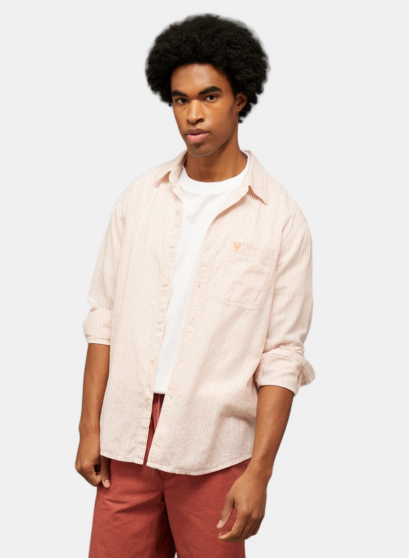 American Eagle AE Everyday Button-Up Linen Shirt - Image 1