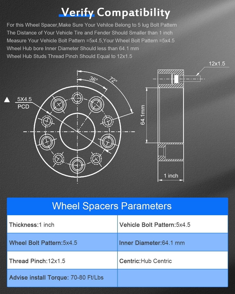ECCPP 4x 5 Lug Hubcentric Wheel Spacer Adapters 25mm 5x114.3mm - Image 3