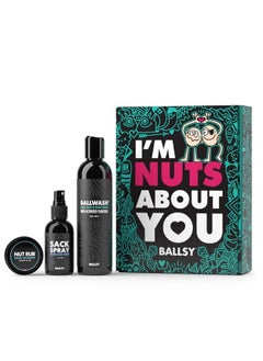 Nuts About You Sack Pack Men'S Fresh Kit Gift For Valentine'S Day Includes Ballwash Sack Spray And Nutrub Ocean & Air