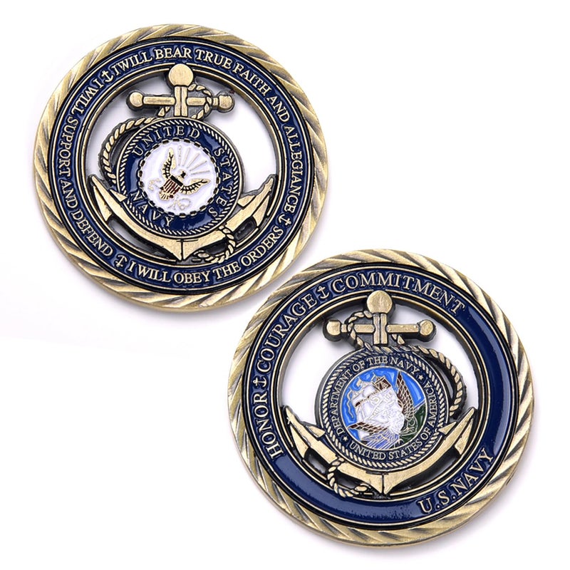 Woerda USA Navy Core Values Challenge Coin Collectors Medallion Single Coin - Image 3