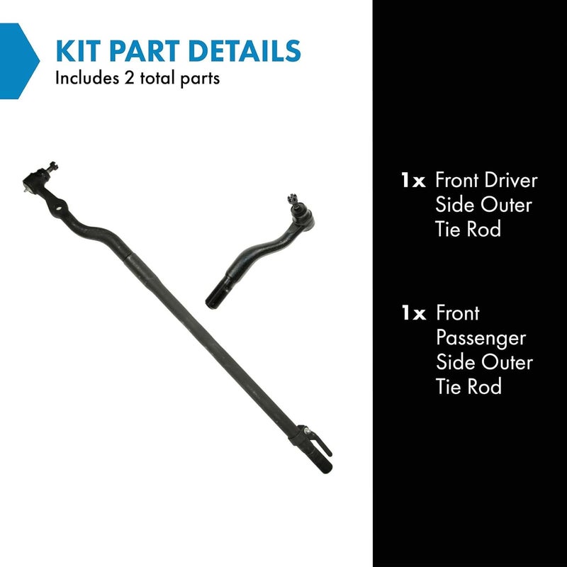 TRQ Front Outer Tie Rod Set for 2000-2005 Ford Excursion & 1999-2004 F-250/F-350 Super Duty - Image 2