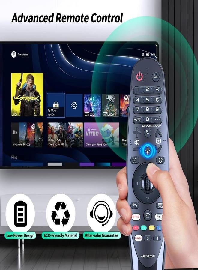 SQNCHN New AKB75855501 Magic Voice Remote Control Replacement for LG Smart TVs｜Compatible with AN-MR19BA, AN-MR18BA, MR20GA｜Pointer, Voice Command & Scroll Wheel Function  - Image 2