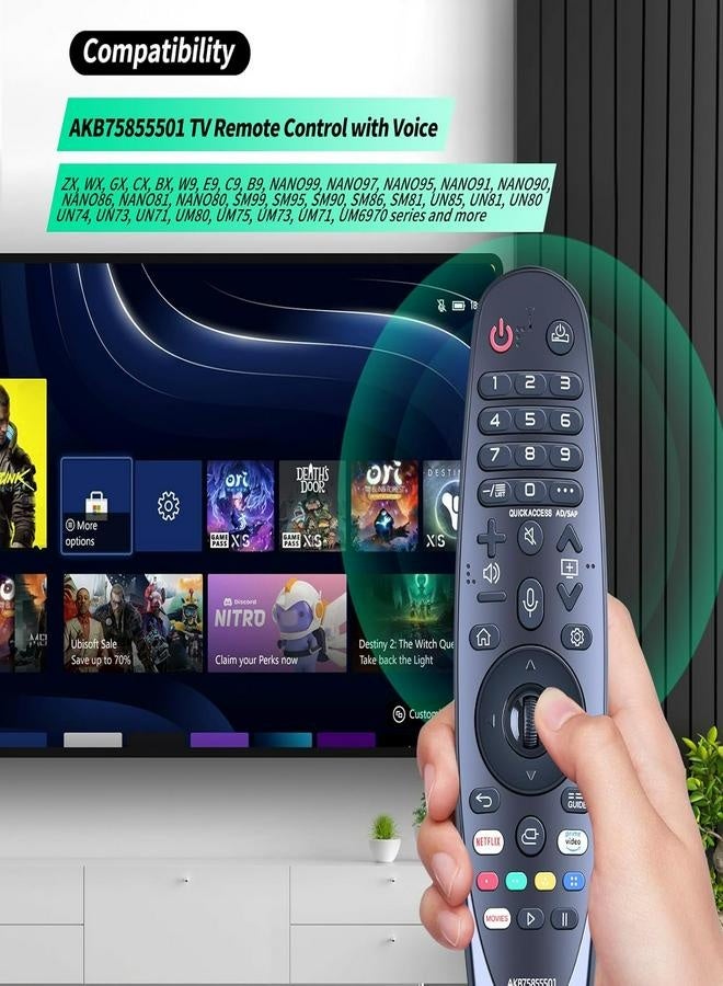 SQNCHN New AKB75855501 Magic Voice Remote Control Replacement for LG Smart TVs｜Compatible with AN-MR19BA, AN-MR18BA, MR20GA｜Pointer, Voice Command & Scroll Wheel Function  - Image 3