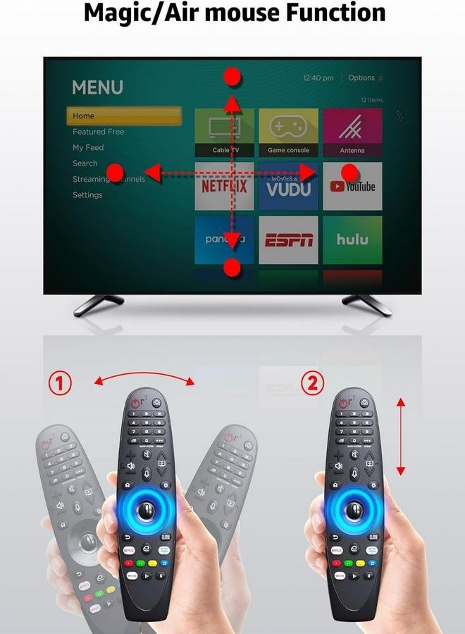 SQNCHN New AKB75855501 Magic Voice Remote Control Replacement for LG Smart TVs｜Compatible with AN-MR19BA, AN-MR18BA, MR20GA｜Pointer, Voice Command & Scroll Wheel Function  - Image 4
