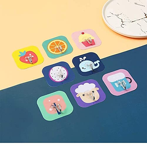 SOCHEP Fancy Self Adhesive Printed Waterproof Adhesive Strong Sticker Hook for Hanging Keys Coats Hats Bags Ceiling Kitchen AccessoriesRandom Design 5Pcs - Image 1