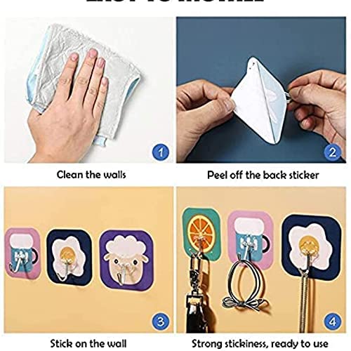 SOCHEP Fancy Self Adhesive Printed Waterproof Adhesive Strong Sticker Hook for Hanging Keys Coats Hats Bags Ceiling Kitchen AccessoriesRandom Design 5Pcs - Image 2
