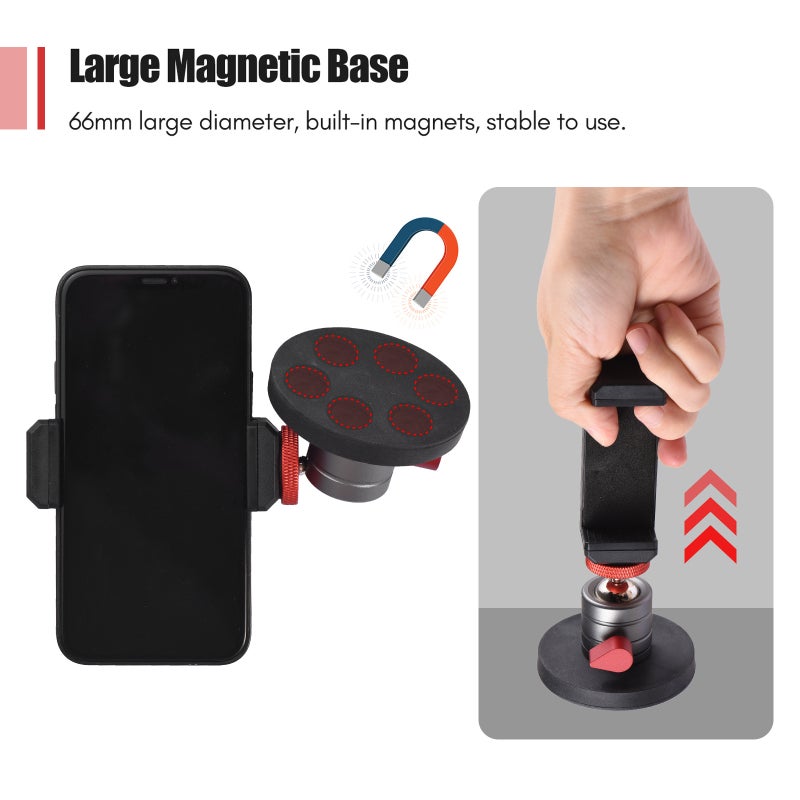 ANDOER Mini Ball Head 360° Rotatable Ballhead Tripod Mount Aluminum Alloy with Magnetic Base Phone Holder Replacement for iPhone 14/13/12/11 Huawei Samsung Smartphone - Image 2