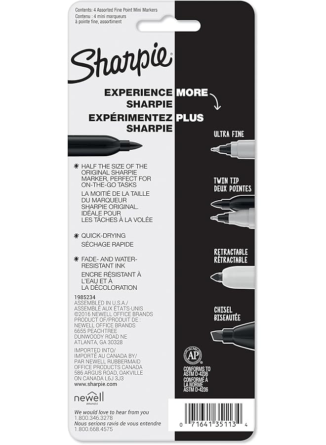 Sharpie Mini Permanent Markers Fine Point Assorted Colors 4 Count 35113Pp 2 Pack 4 Count - Image 5