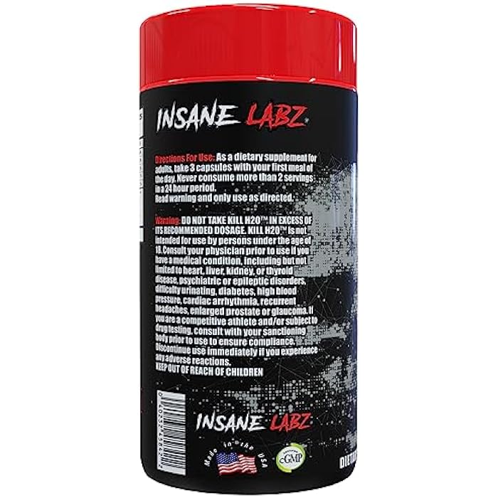 Insane Labz Kill H2O, AMPiberry Infused Diuretic, Reduce Water Retention and Bloating Relief with Dandelion Root and Green Tea Extract, 20 Servings - Image 3