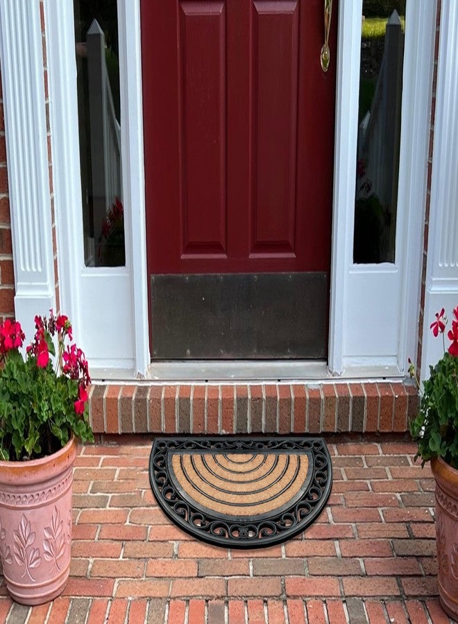 A1 Home Collections A1HC Natural Coir and Rubber Large Door Mat, 18" x 30", Thick Durable Half Round Doormats for Door Entrance, Heavy Duty, Thin Profile Door Mat, Easy to Clean,Long Lasting Front Door Entry Doormat - Image 5